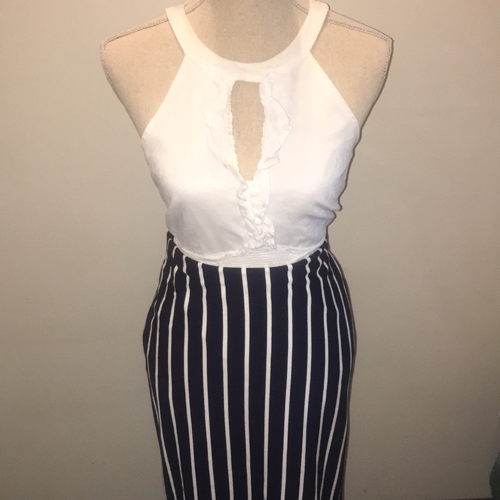 Striped Navy Pencil Skirt